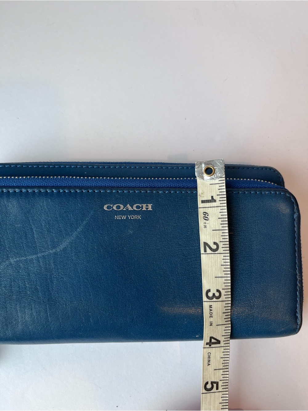 Coach Blue Leather Double Zip Wallet Clutch - Picture 7 of 12